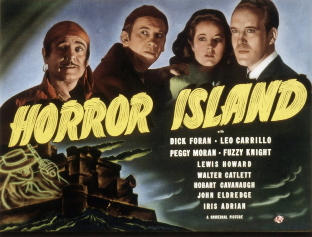 Horror Island movie poster masterprint featuring Fuzzy Knight, Peggy Moran, and Dick Foran from 1941.