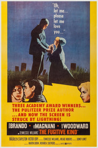 The Fugitive Kind movie masterprint poster featuring Anna Magnani, Marlon Brando, and Joanne Woodward.