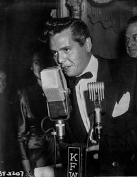 Desi Arnaz press conference photo print showcasing the legendary entertainer.