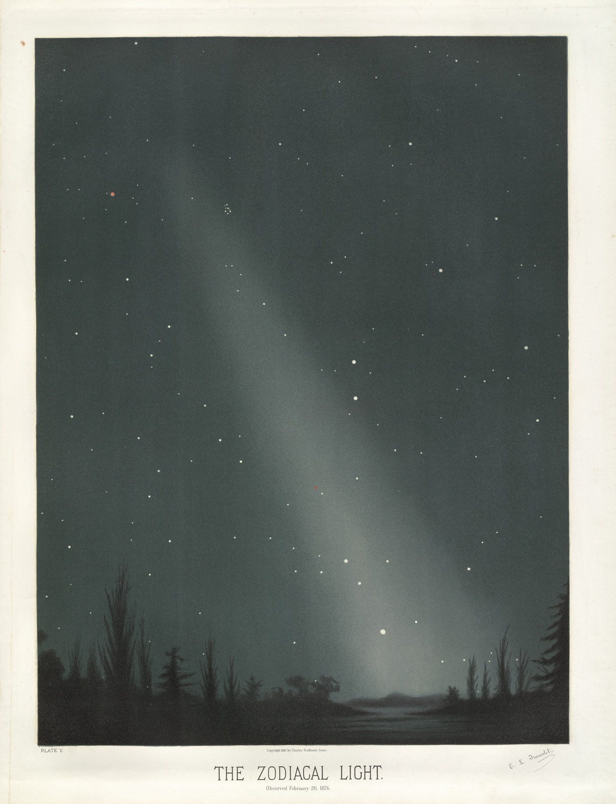The Zodiacal Light poster print by Étienne Léopold Trouvelot, showcasing a celestial phenomenon.
