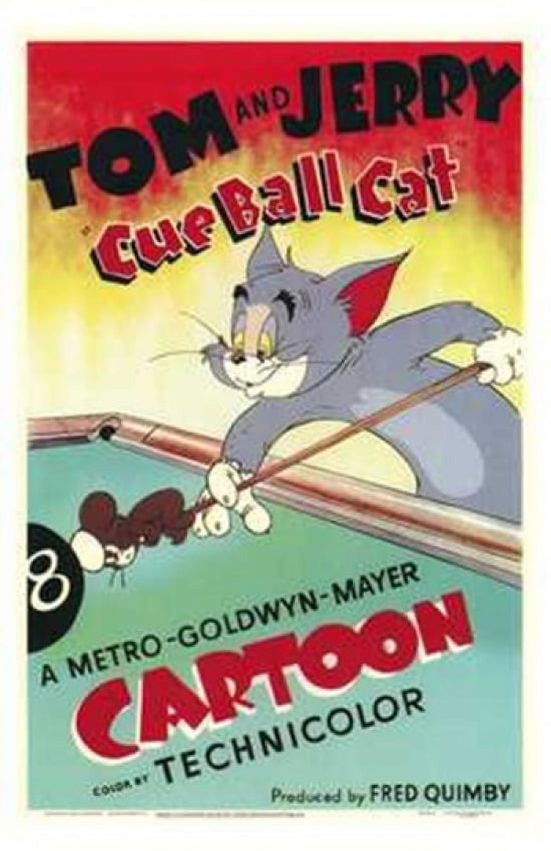 Cue Ball Cat Movie Poster featuring a playful cat playing billiards.