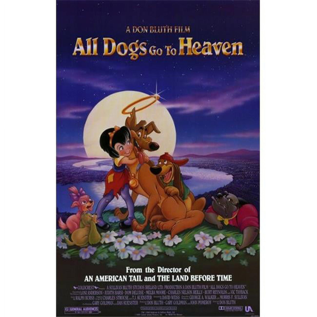 All Dogs Go to Heaven movie poster featuring iconic characters and vibrant colors.