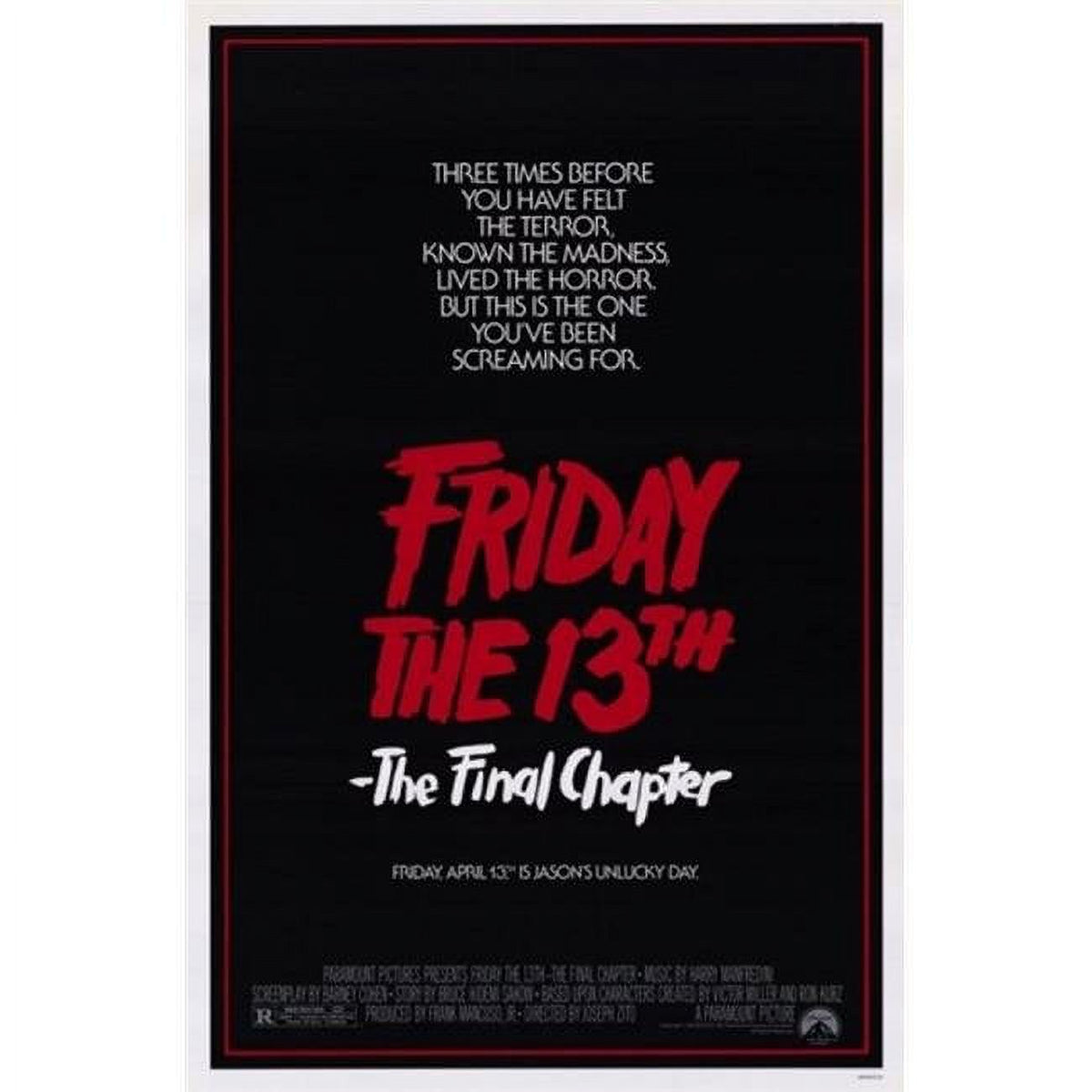 Friday the 13th Part 4: The Final Chapter movie poster 11x17