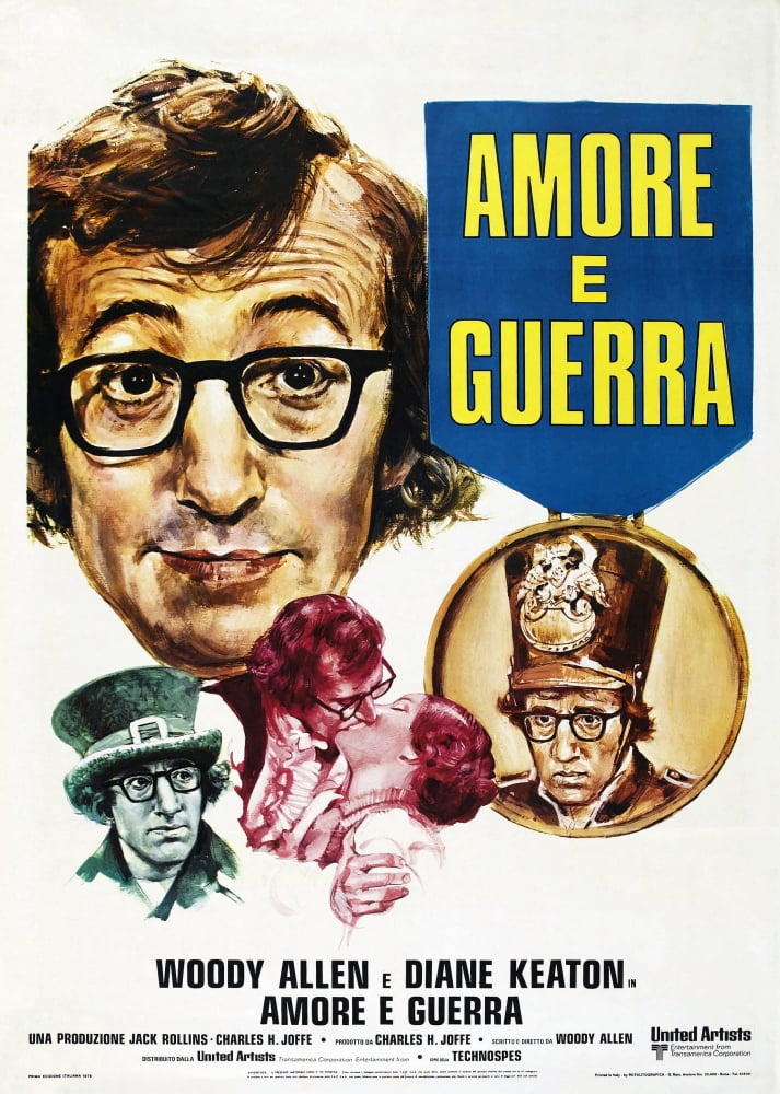 Love and Death movie poster print featuring Woody Allen and Diane Keaton from the 1975 film.