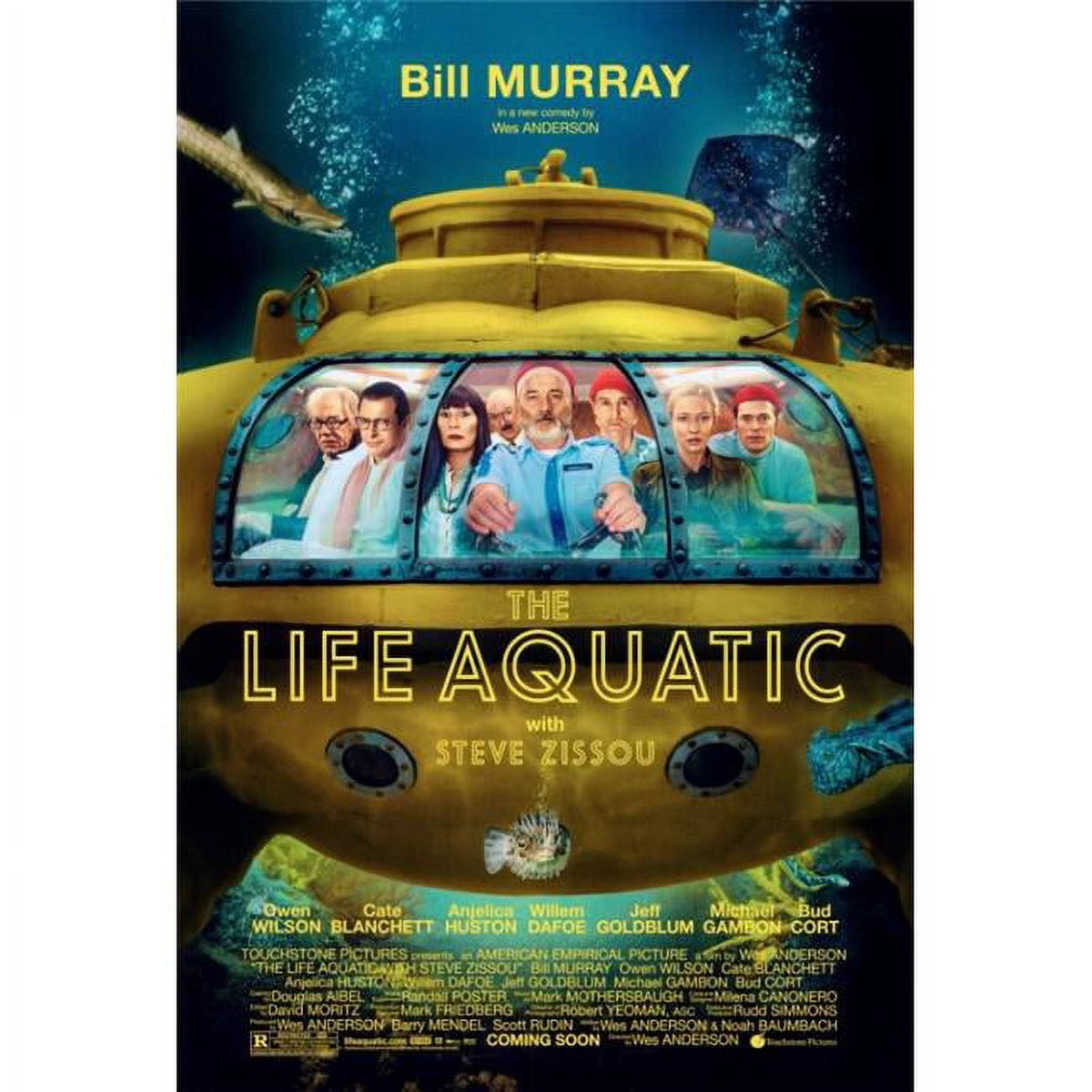 The Life Aquatic with Steve Zissou movie poster print featuring vibrant colors and unique design.