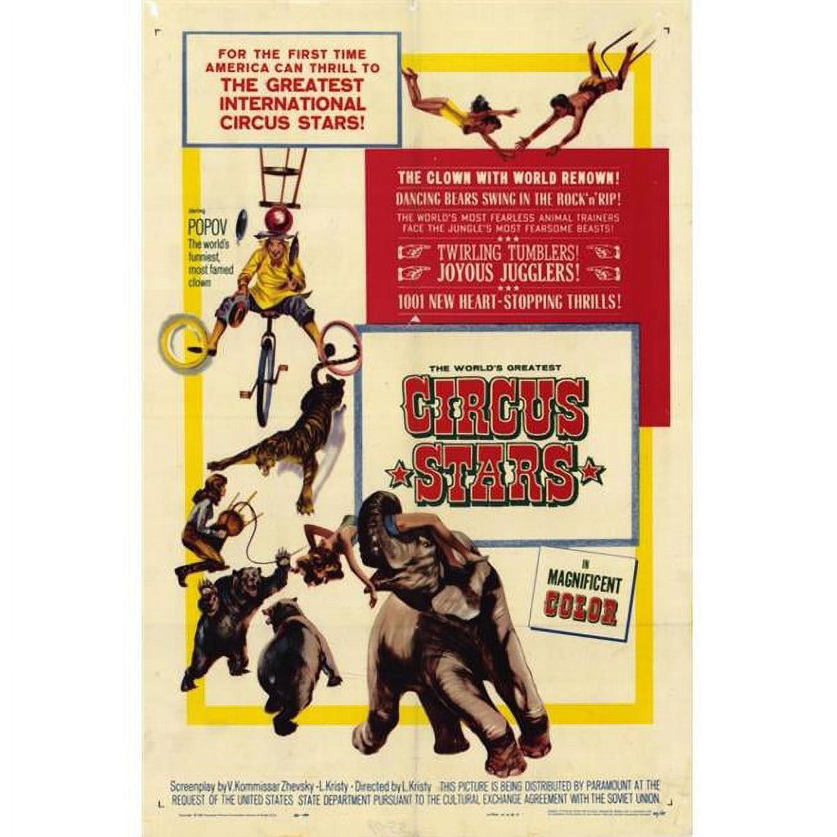 Circus Stars Movie Poster Print 27x40 for vibrant home decor.