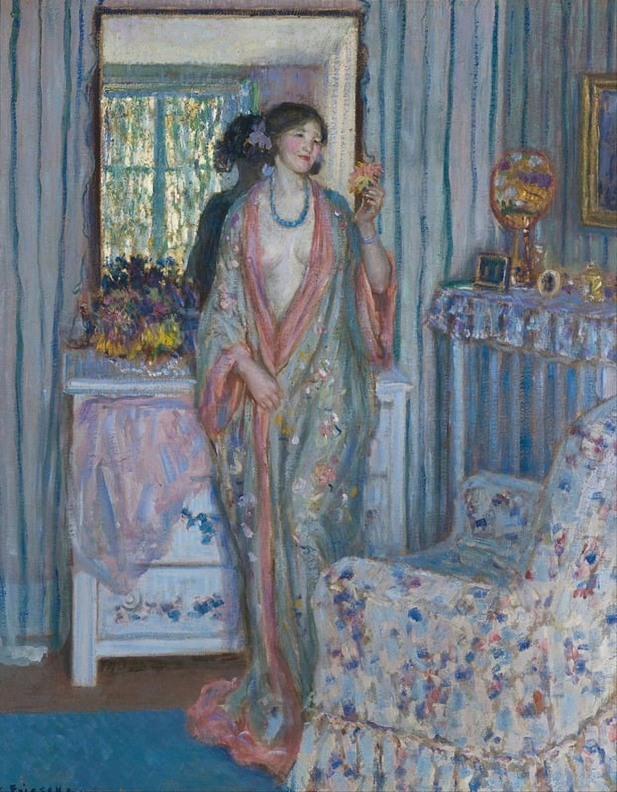 The Robe art print by Frederick Carl Frieseke, showcasing elegant artistry and color.