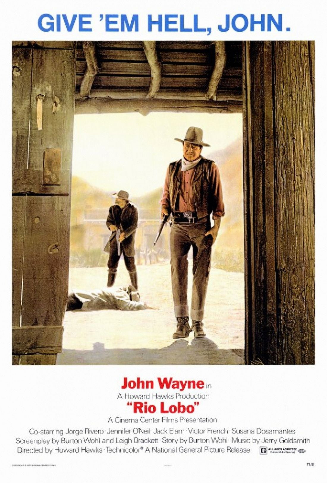 Rio Lobo Movie Poster Print featuring John Wayne in a classic Western film.