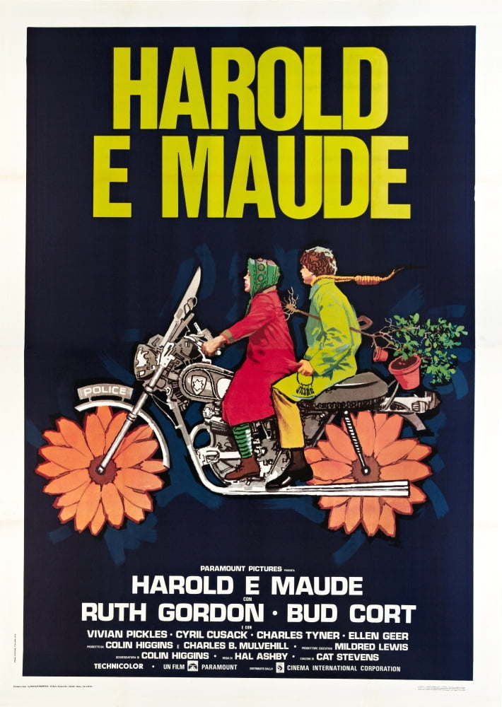 Harold and Maude 1971 movie poster print featuring Ruth Gordon and Bud Cort.