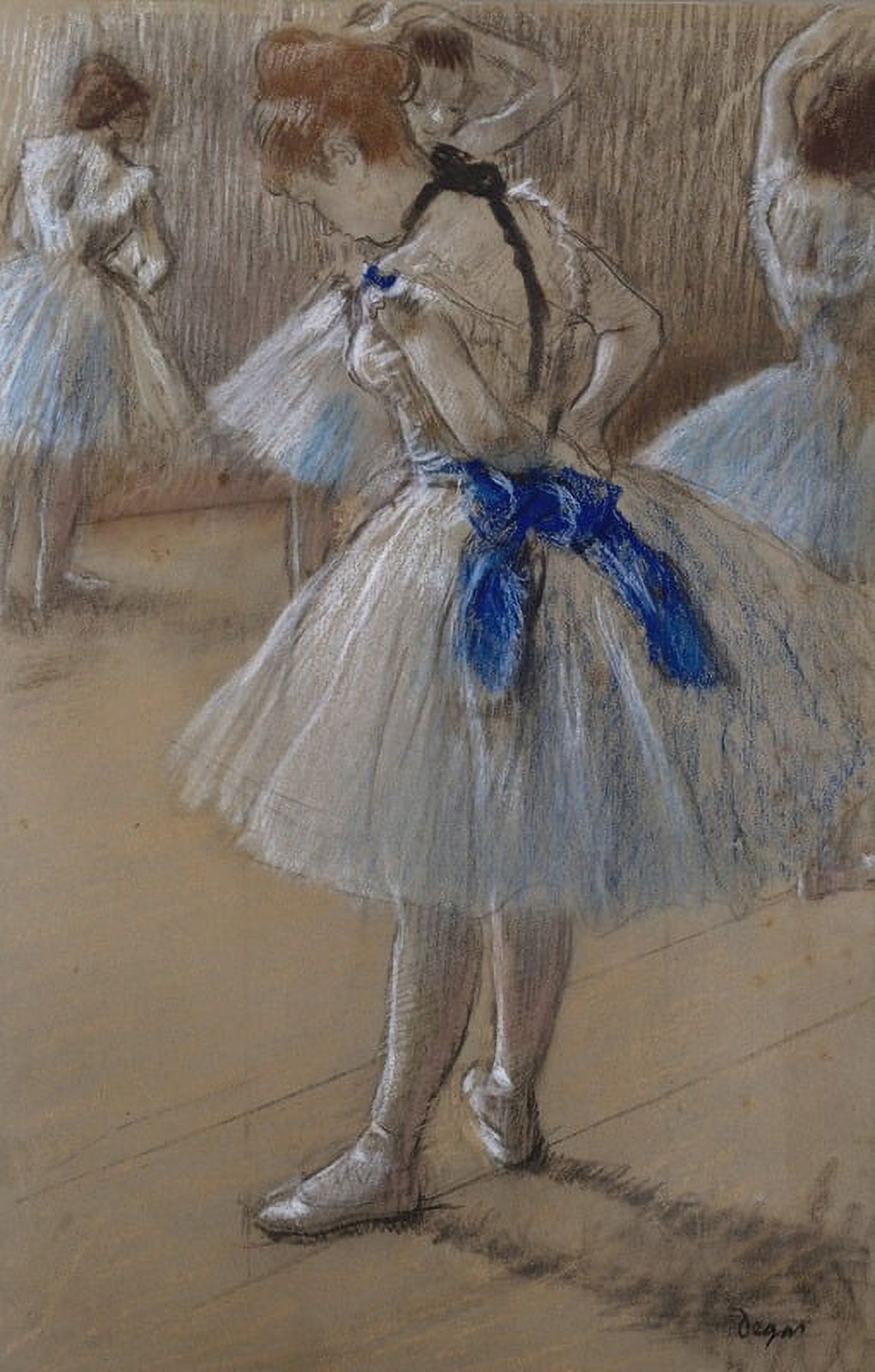 Dancer poster print by Edgar Degas showcasing ballet elegance.