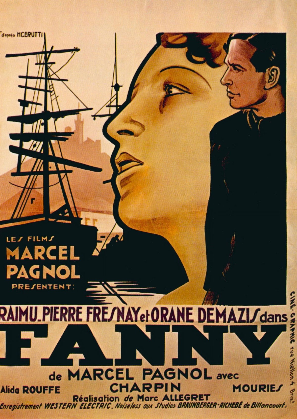 Fanny Movie Poster Masterprint featuring Orane Demazis and Pierre Fresnay, 1932 classic film art.
