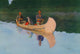 Art print of two men and a dog in a canoe by Frederic Remington