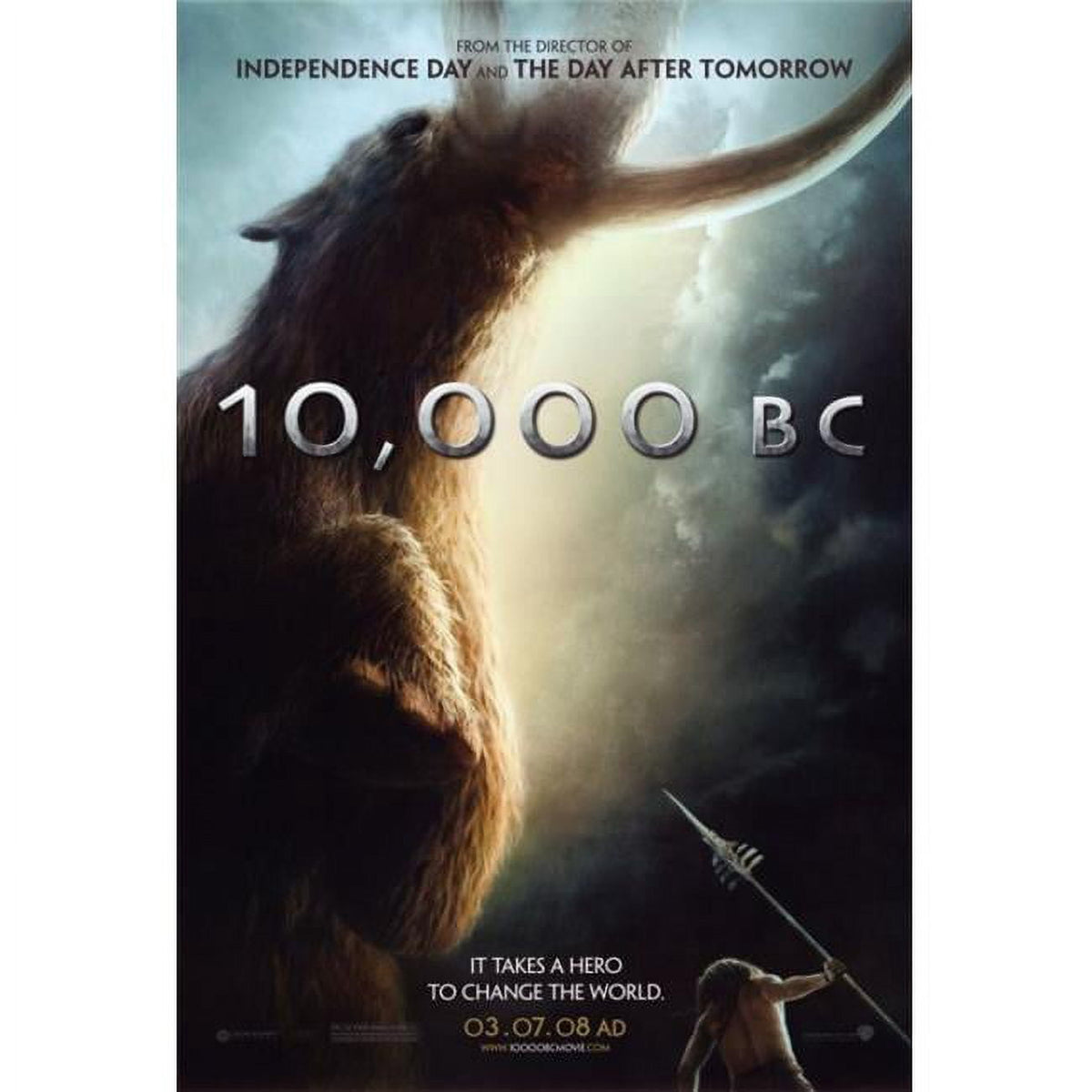 10,000 B.C. movie poster print showcasing epic prehistoric adventure.