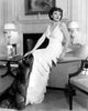 Claudette Colbert in fringed gown and silver fox cape 1937 photo print