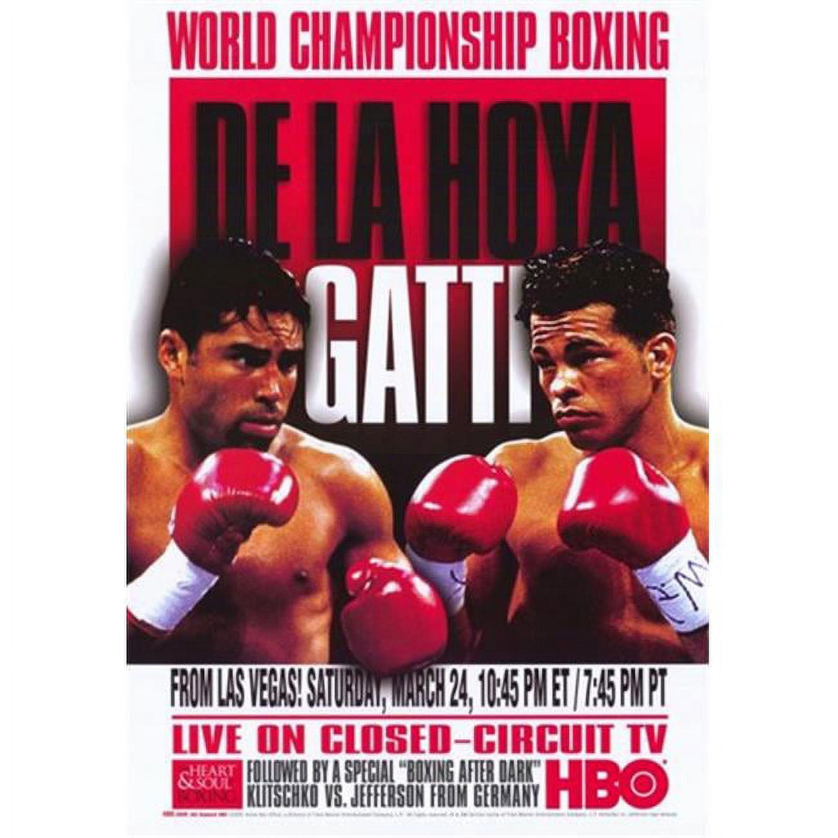 Oscar De La Hoya vs Arturo Gatti boxing movie poster 11x17