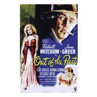 Out of the Past movie poster 11x17 print featuring vintage film noir design.