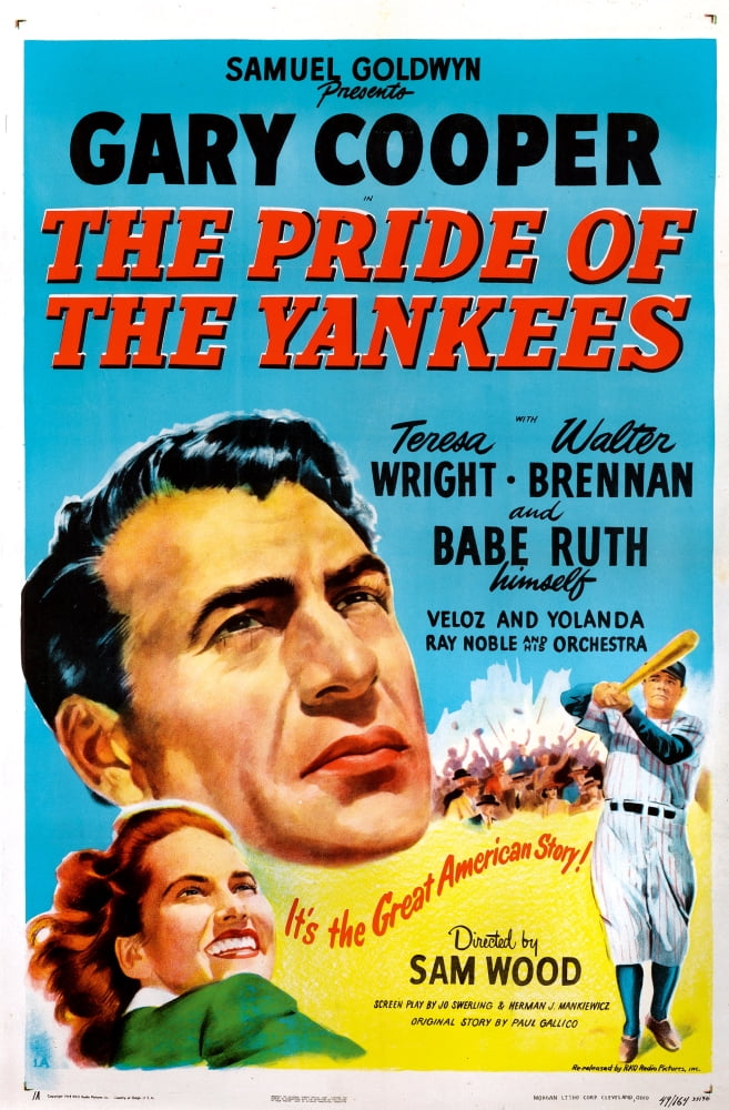 The Pride of The Yankees Still poster print showcasing baseball nostalgia.