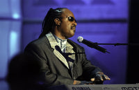 Stevie Wonder performing live concert photo print in vibrant colors.