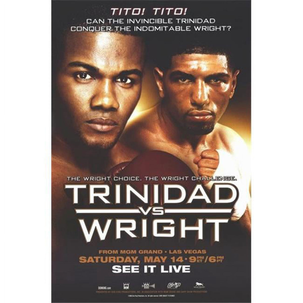 Felix Trinidad vs Winky Wright boxing match poster 11x17