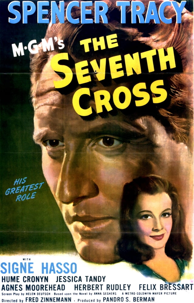 The Seventh Cross 1944 movie masterprint poster featuring Spencer Tracy and Signe Hasso.