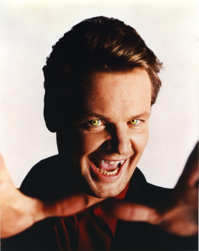 Close-up portrait photo print of Geraint Wyn Davies as a vampire.