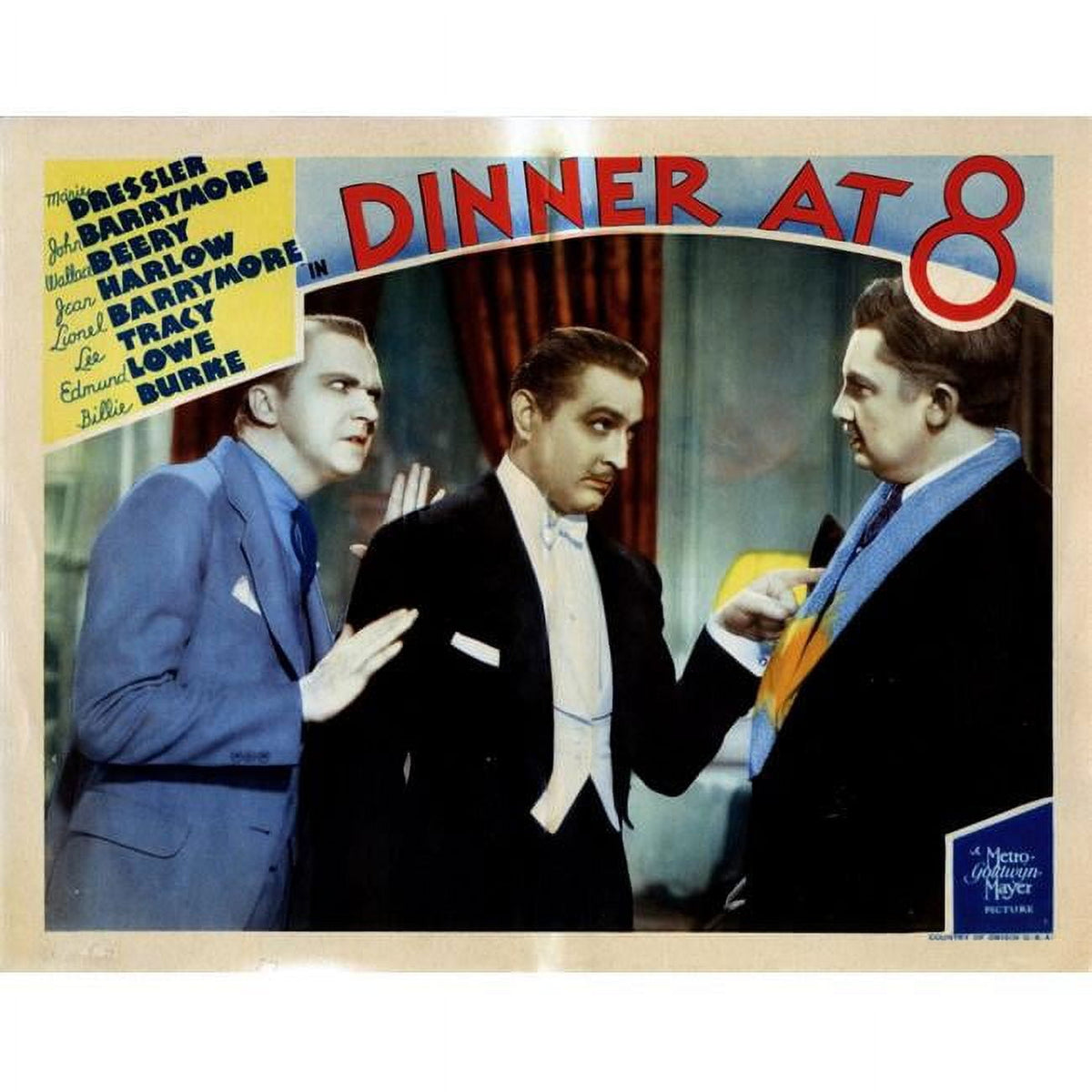 Dinner At Eight movie masterprint poster featuring Lee Tracy and John Barrymore.