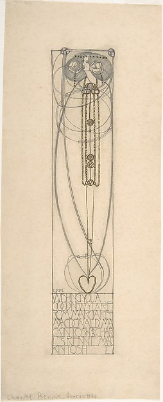 New Year's Card Drawing Poster Print by Charles Rennie Mackintosh in 8x10 inches.