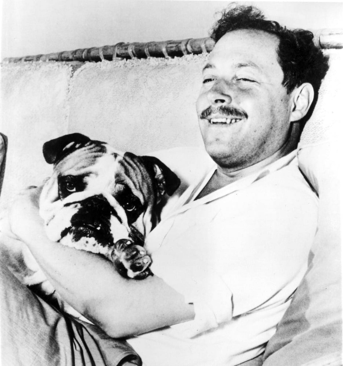 Candid photo print of Tennessee Williams with dog 8x10