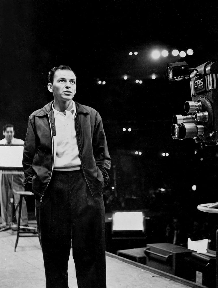 Frank Sinatra candid photo print, classic music wall art.