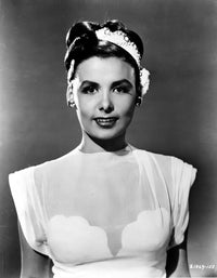 Elegant black and white photo print of Lena Horne wearing a silk dress and hat.