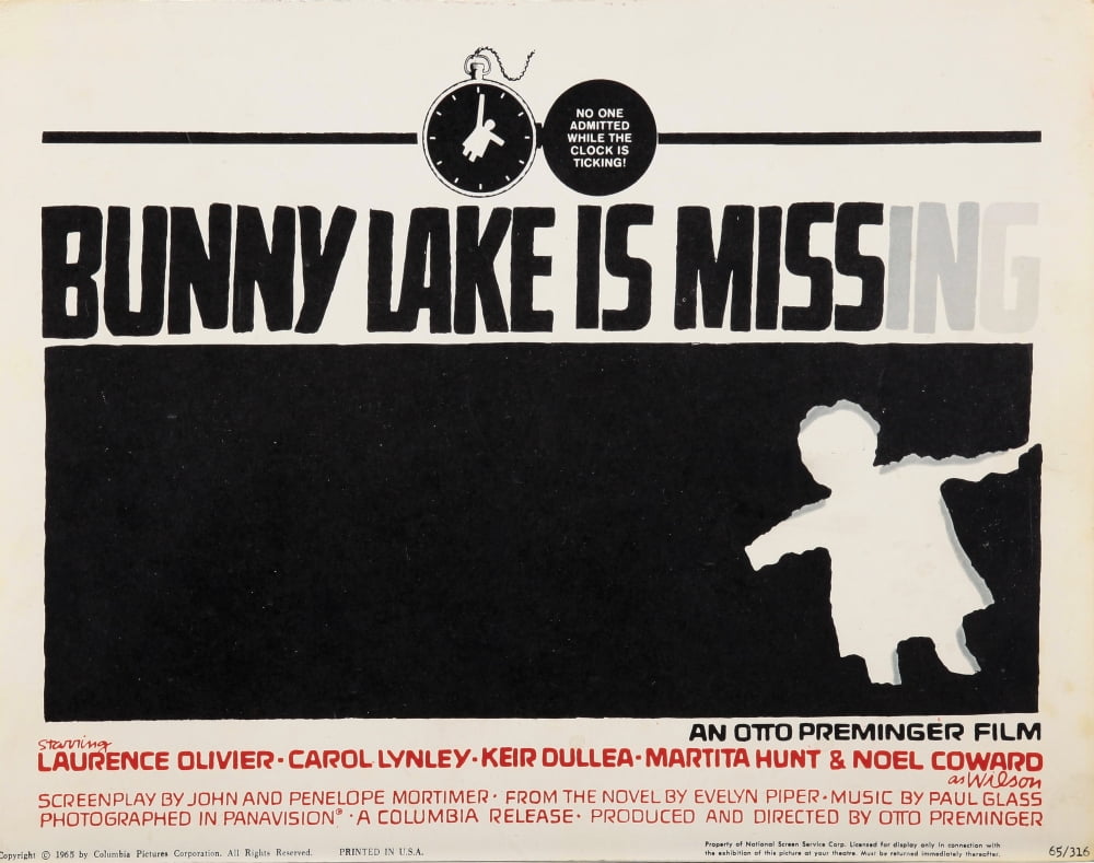 Bunny Lake is Missing poster print, captivating artwork, multiple sizes available.