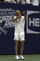 Andre Agassi action photo print showcasing tennis legend.