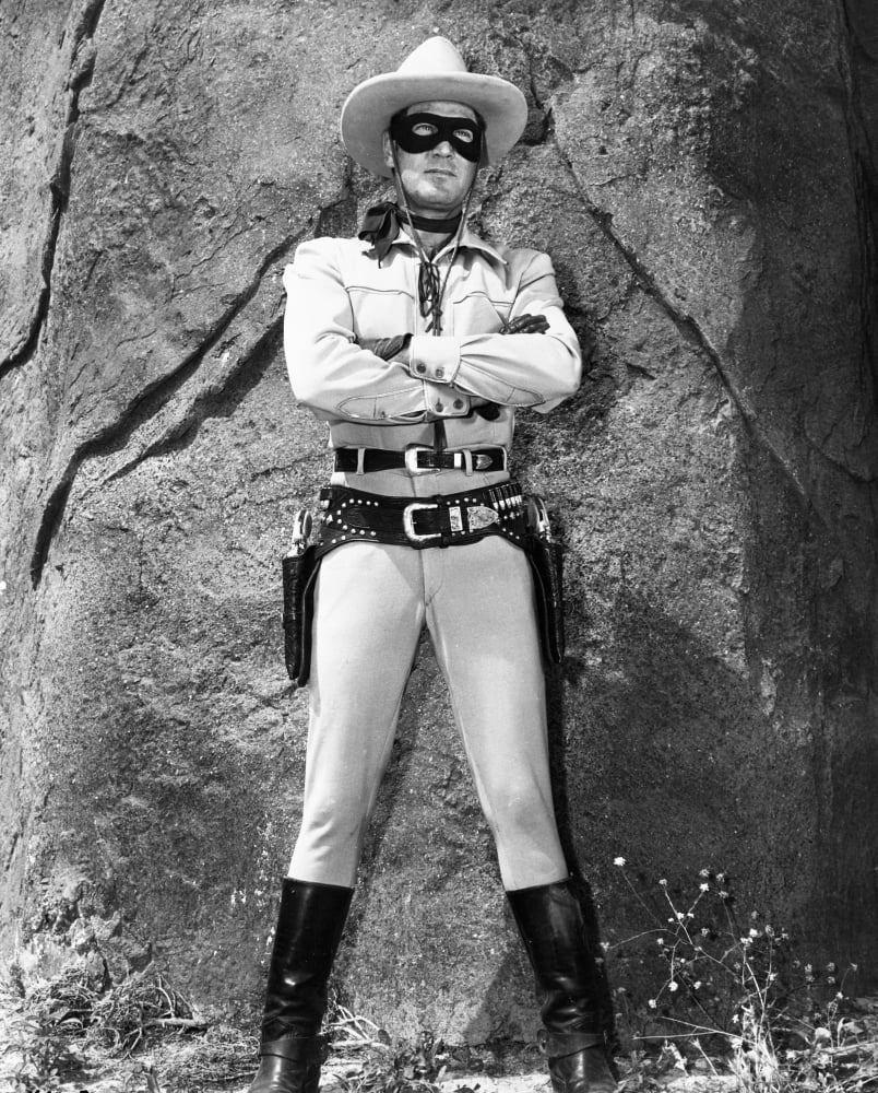 Clayton Moore Lone Ranger photograph print, classic Western memorabilia.