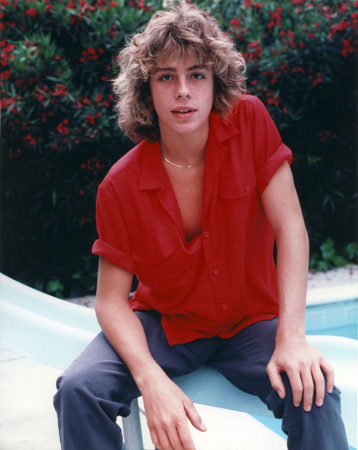 Leif Garrett Red Polo Sitting Pose Photo Print 8x10