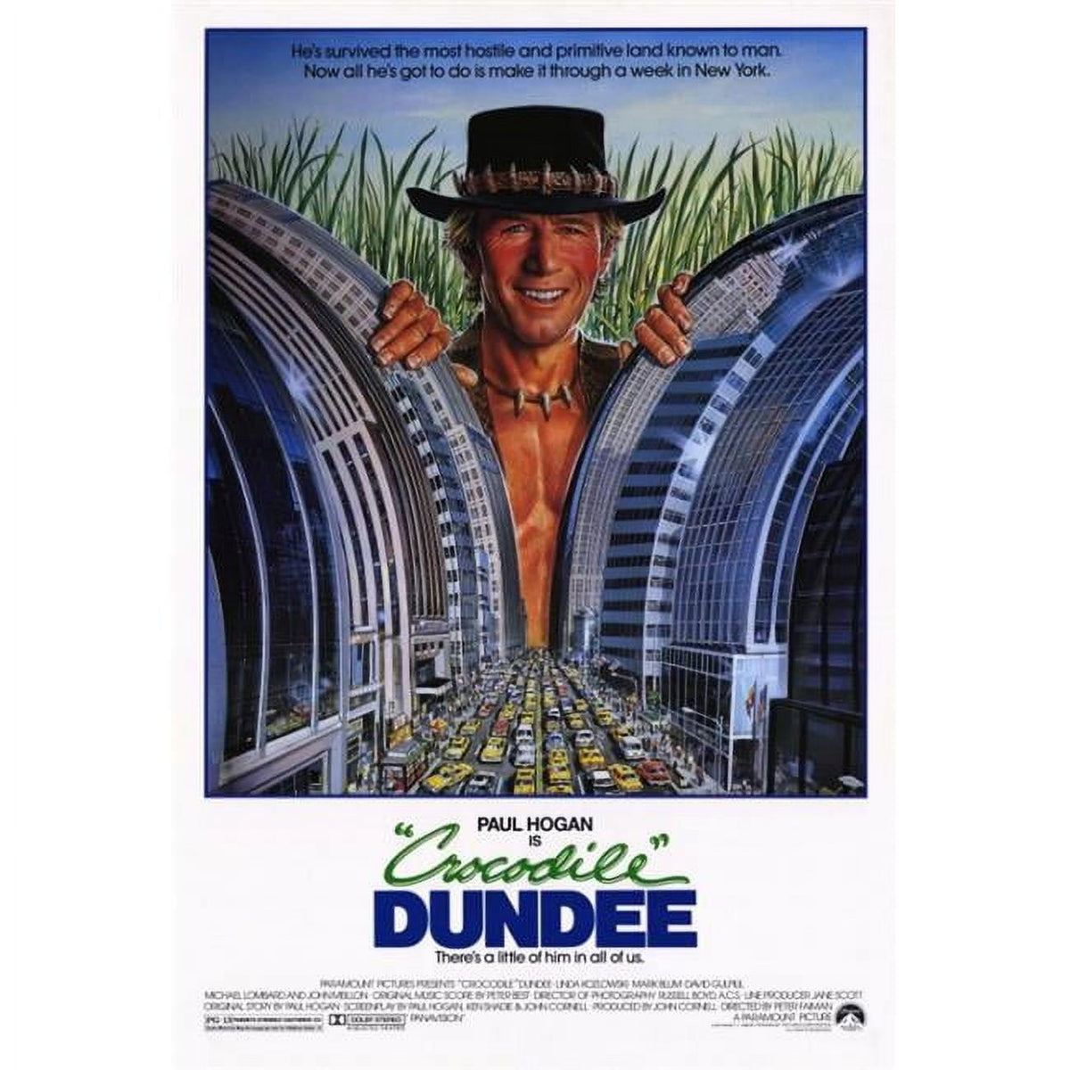 Crocodile Dundee movie poster print in 27x40 size featuring iconic characters.