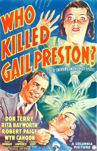 Who Killed Gail Preston 1938 movie poster featuring Rita Hayworth, Don Terry, and Robert Paige.