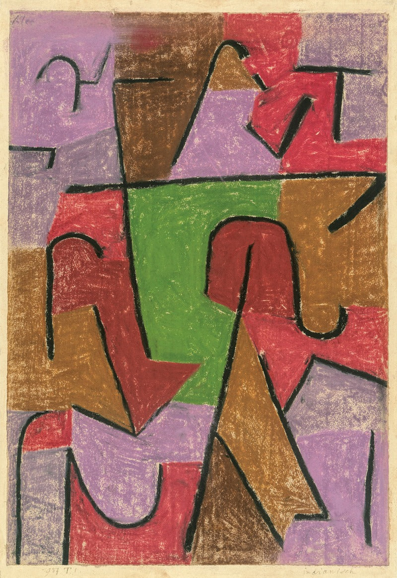 Indianisch art print by Paul Klee showcasing abstract forms and vibrant colors.