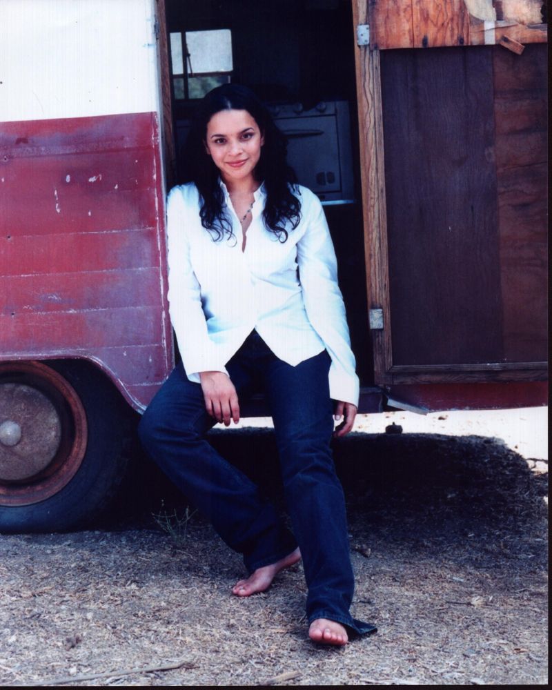 Norah Jones sitting in trailer doorway photo print