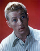 Danny Kaye close-up portrait photo print with red background.