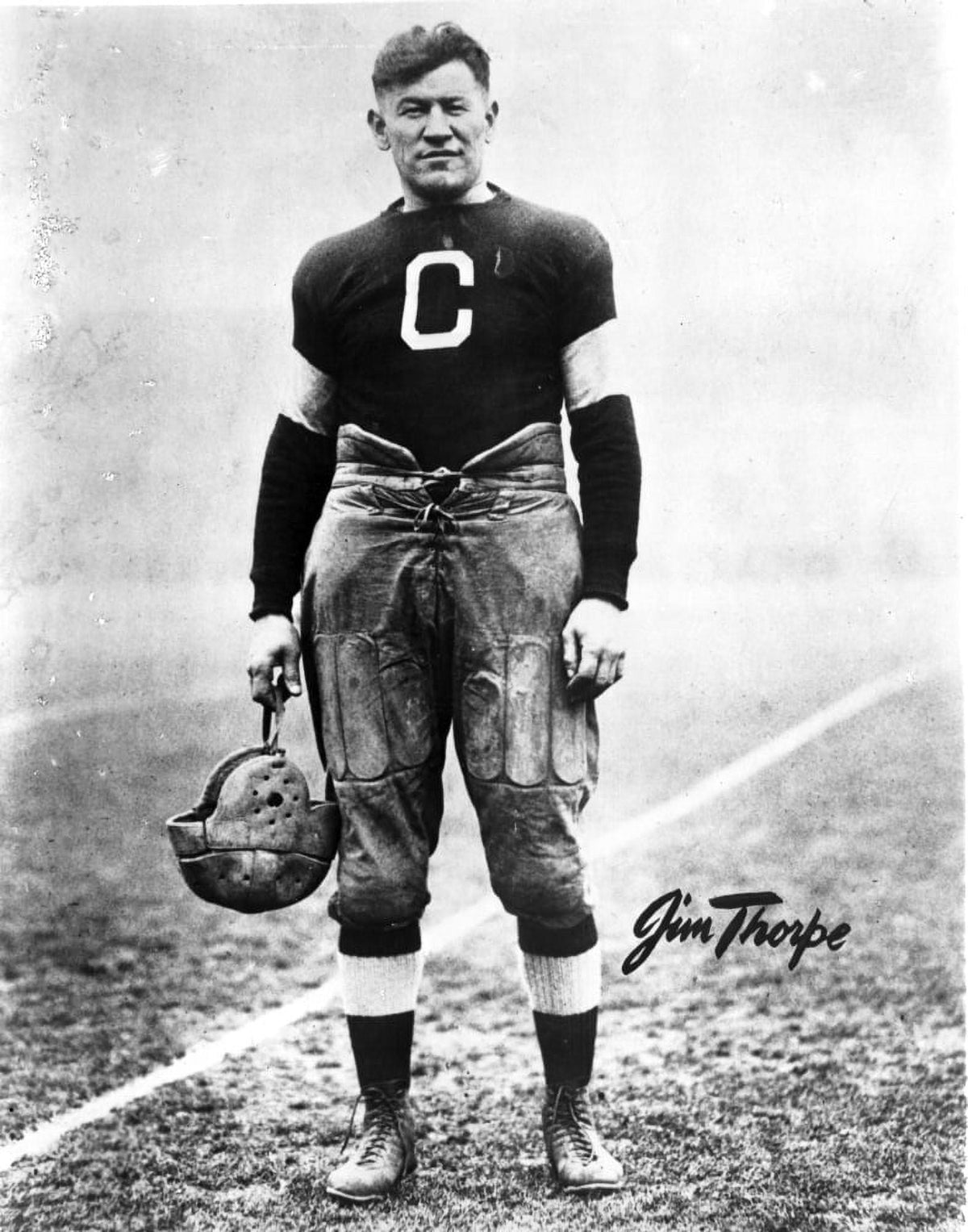 Jim Thorpe sports field photo print capturing the legendary athlete in action.