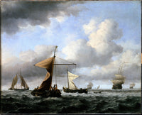 A Brisk Breeze art print by Willem van de Velde the Younger showcasing a serene maritime landscape.