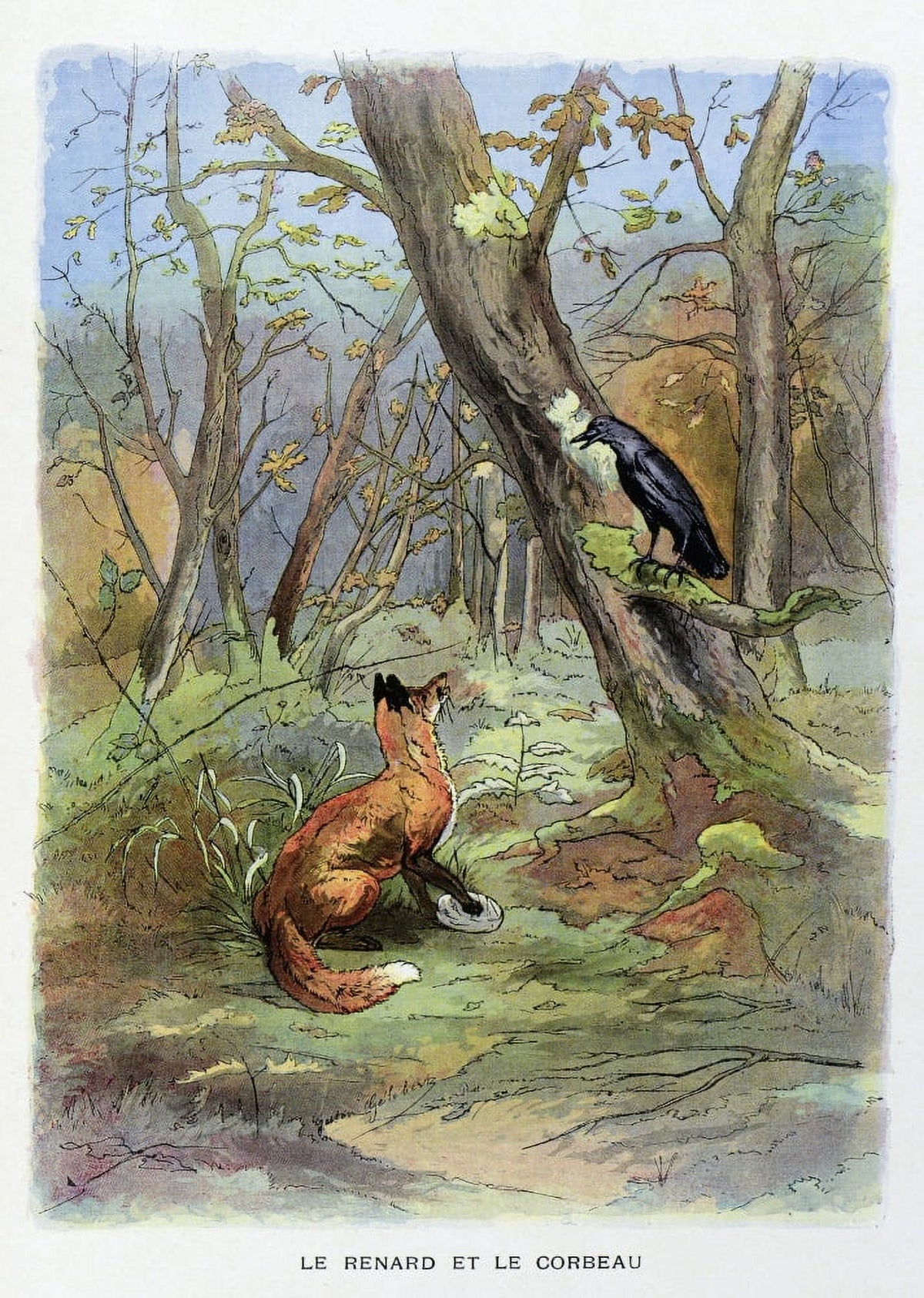 La Fontaine's Fables The Fox and The Crow Poster Print