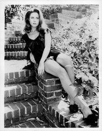 Elizabeth Montgomery sitting on brick steps photo print