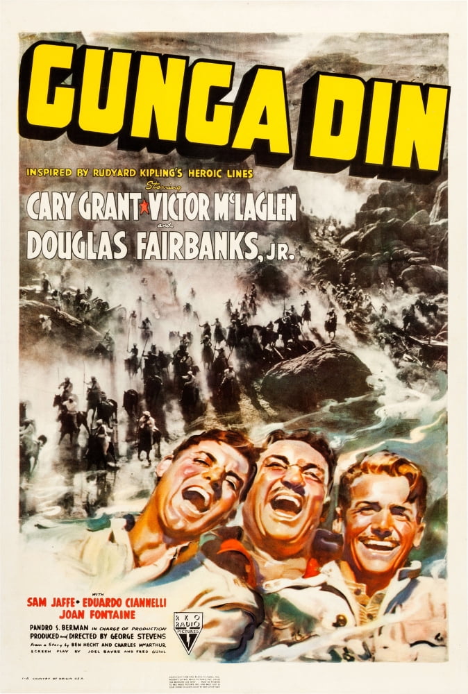 Gunga Din Movie Masterprint Poster featuring Cary Grant and Victor McLaglen from 1939.