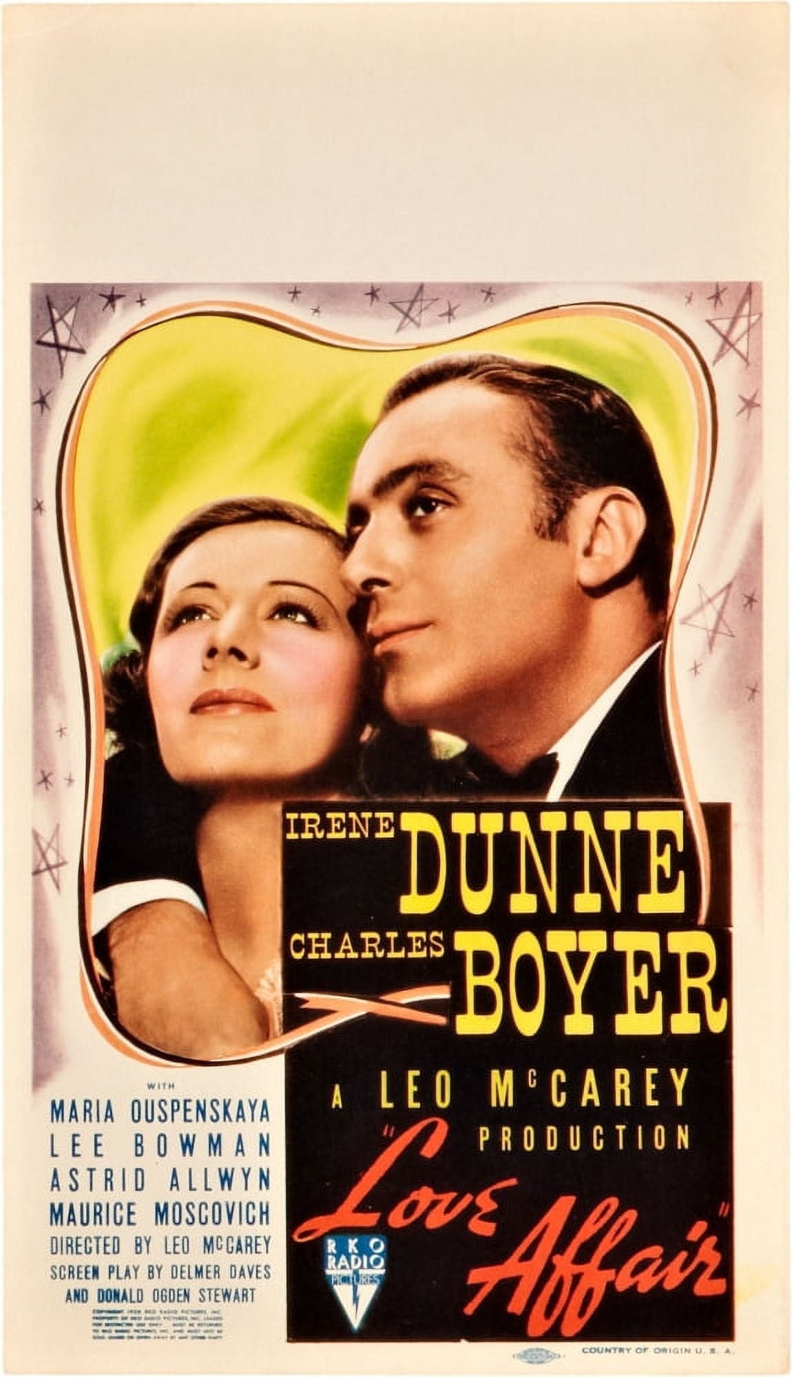 Love Affair Movie Masterprint Poster featuring Irene Dunne and Charles Boyer.