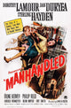 Manhandled movie poster featuring Dan Duryea and Dorothy Lamour from the 1949 film.