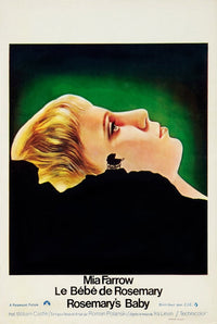 Rosemary's Baby movie poster print featuring Mia Farrow, 1968 film art.