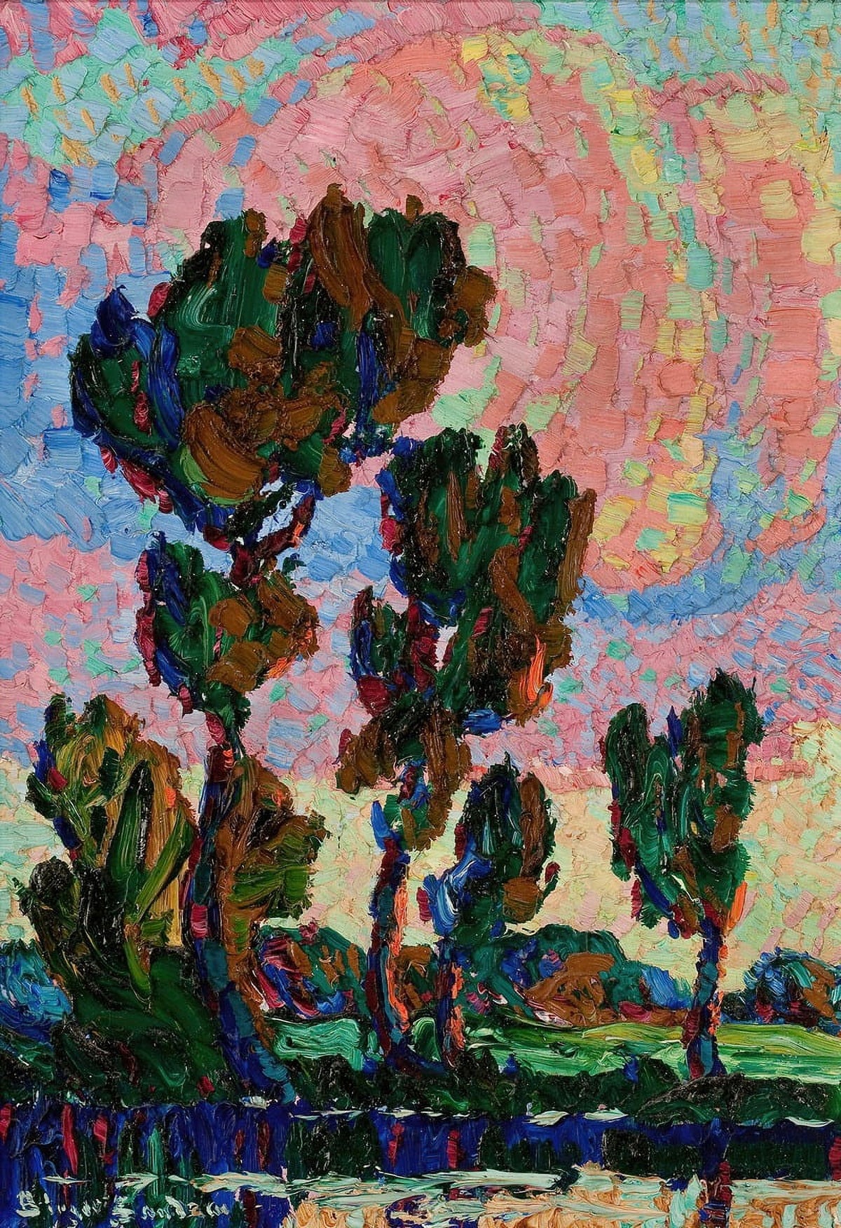 Cottonwood Trees and Pond art print by Birger Sandz�n