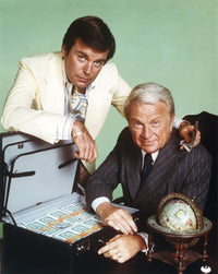 Robert Wagner photo print in white suit with older man, classic photography.