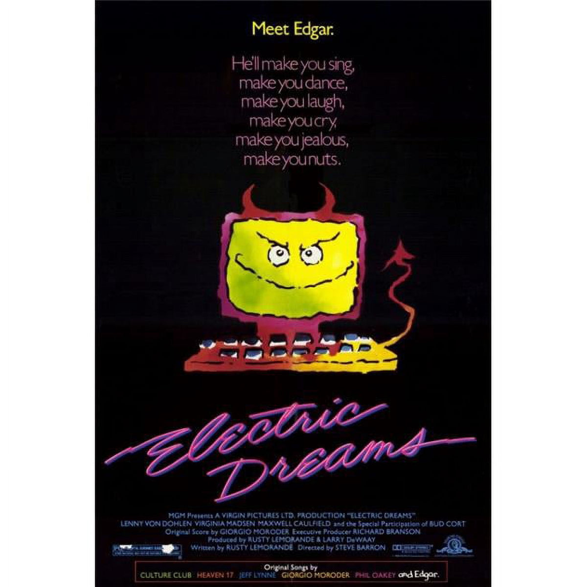 Electric Dreams Movie Poster Print - vibrant sci-fi artwork